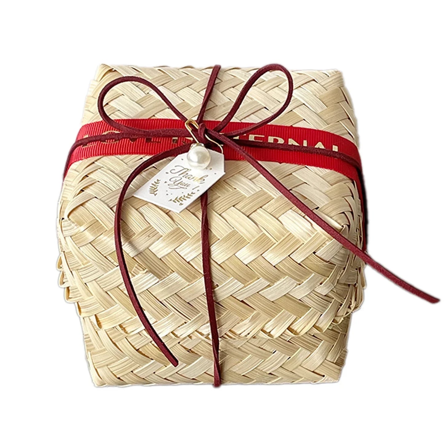 Gift Basket Bamboo Baskets Souvenir Box Souvenirs Braided Traditional Craft For Wedding Beautiful With Cover Handmade