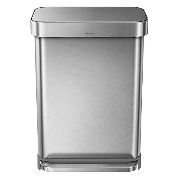 simplehuman 55L rectangular step can w/ liner white
