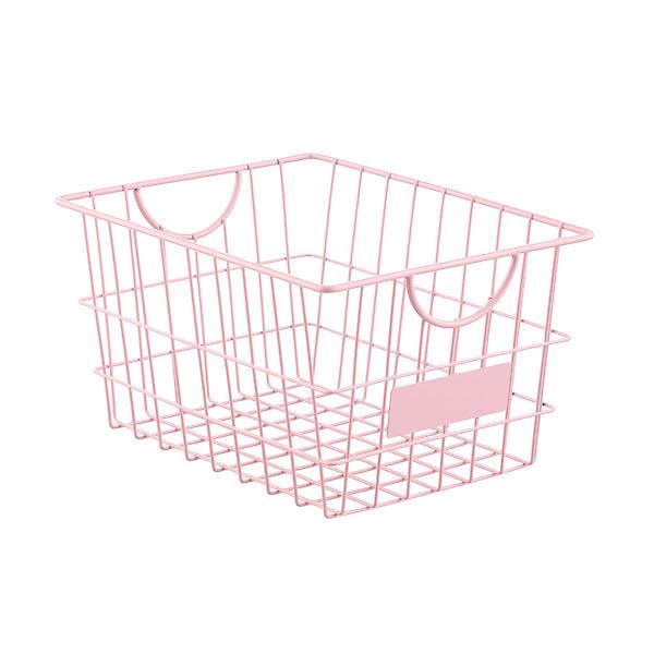 Medium Wire Storage Basket w/ Label Aqua
