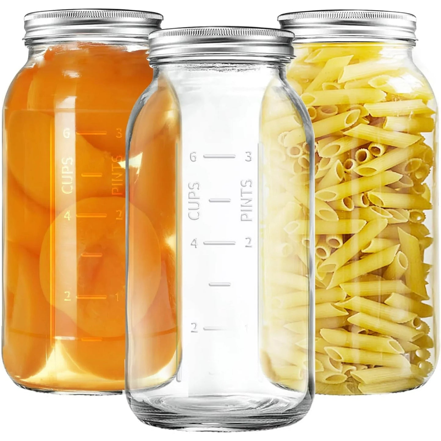 64 OZ Wide Mouth Mason Jars with Lids | Airtight Storage Canning Jar Set - Heavy Duty Glass for Preserving Fruits & Vegetables | Half-Gallon Size|Jars are available in half-gallon size.