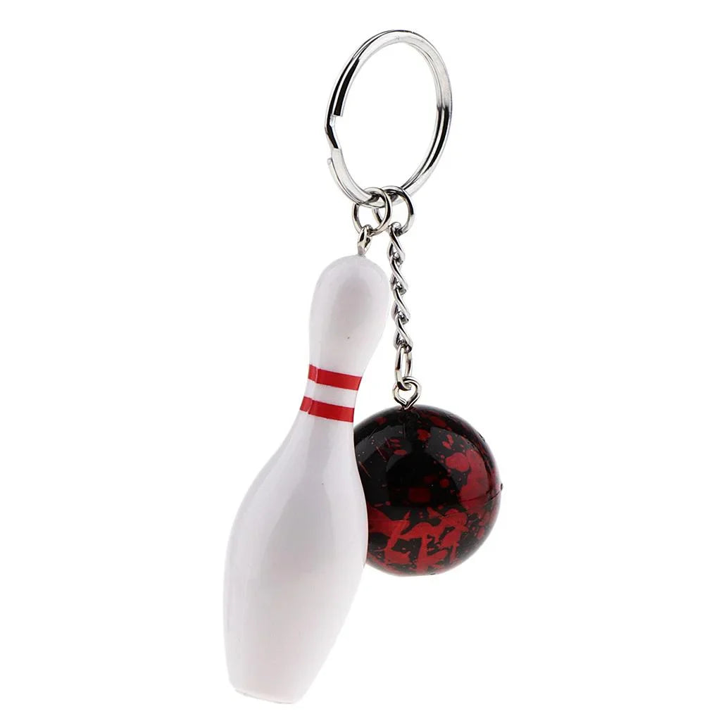 Novelty Bowling Pin And Ball Key Pendant Mini Bowling Ball Keychain Charms Fans Souvenirs Key School Gifts red
