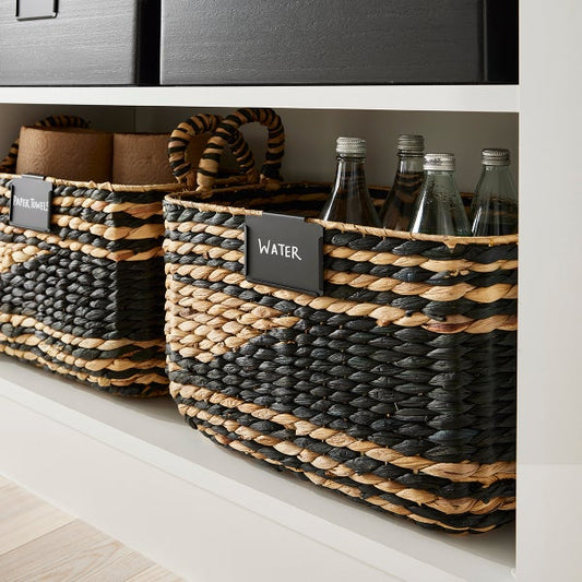 Small Water Hyacinth Basket w/ Handles Natural/Black