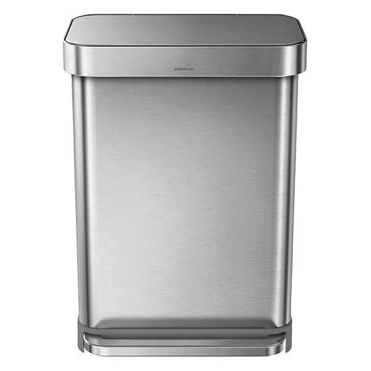 simplehuman 55L rectangular step can w/ liner white