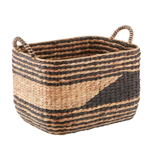 Small Water Hyacinth Basket w/ Handles Natural/Black