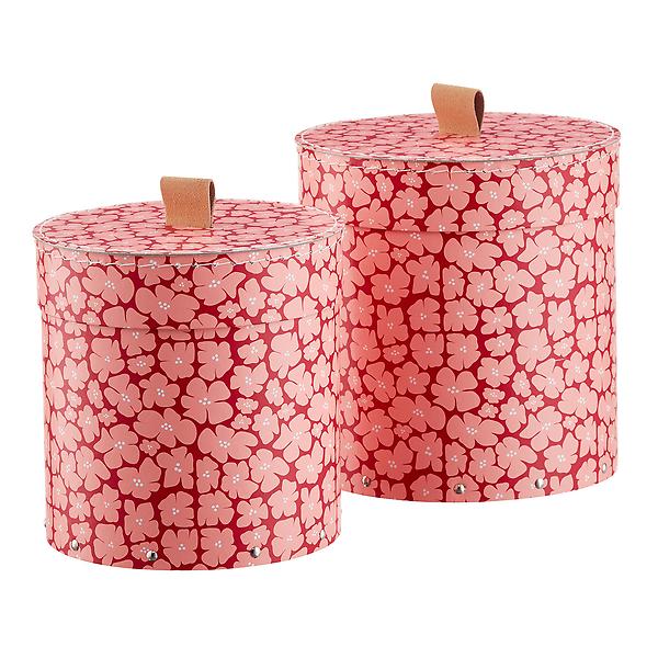 Bigso Hannah Round Box Pink Poppies Set of 2