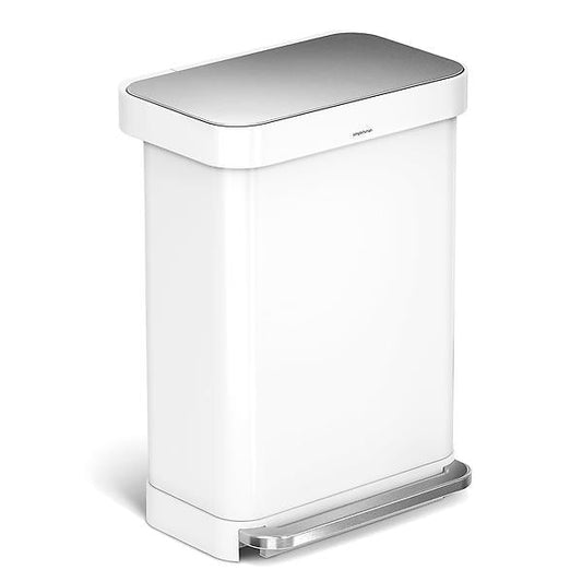 simplehuman 55L rectangular step can w/ liner white