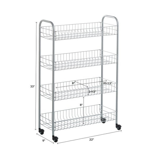 4-Tier Slim Rolling Cart
