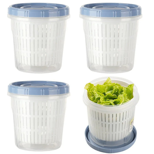4PCS Pickle Container with Strainer, Fruit Vegetable Food Jar with Strainer Drainage Layer, Leakproof Pickle Holder Keeper, 1250 ML Large Capacity