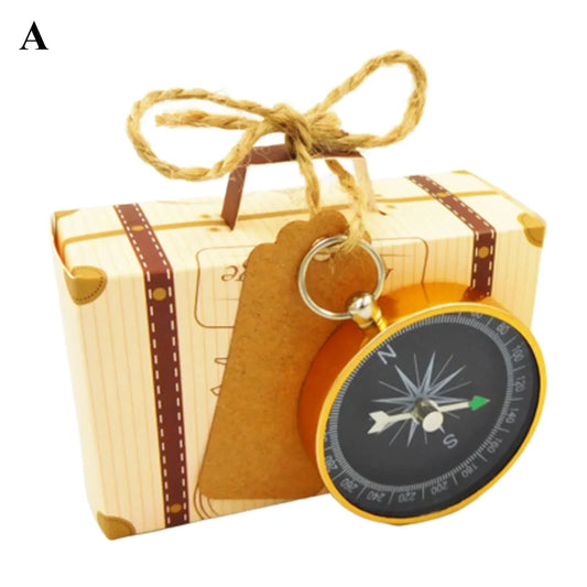 Compass Wedding Favors for Guests, Compass Souvenir Gift with Kraft Tags for Travel Themed Party Decorations Nautical Christmas Ornaments Baby Shower Candy Sweet Gifts Box