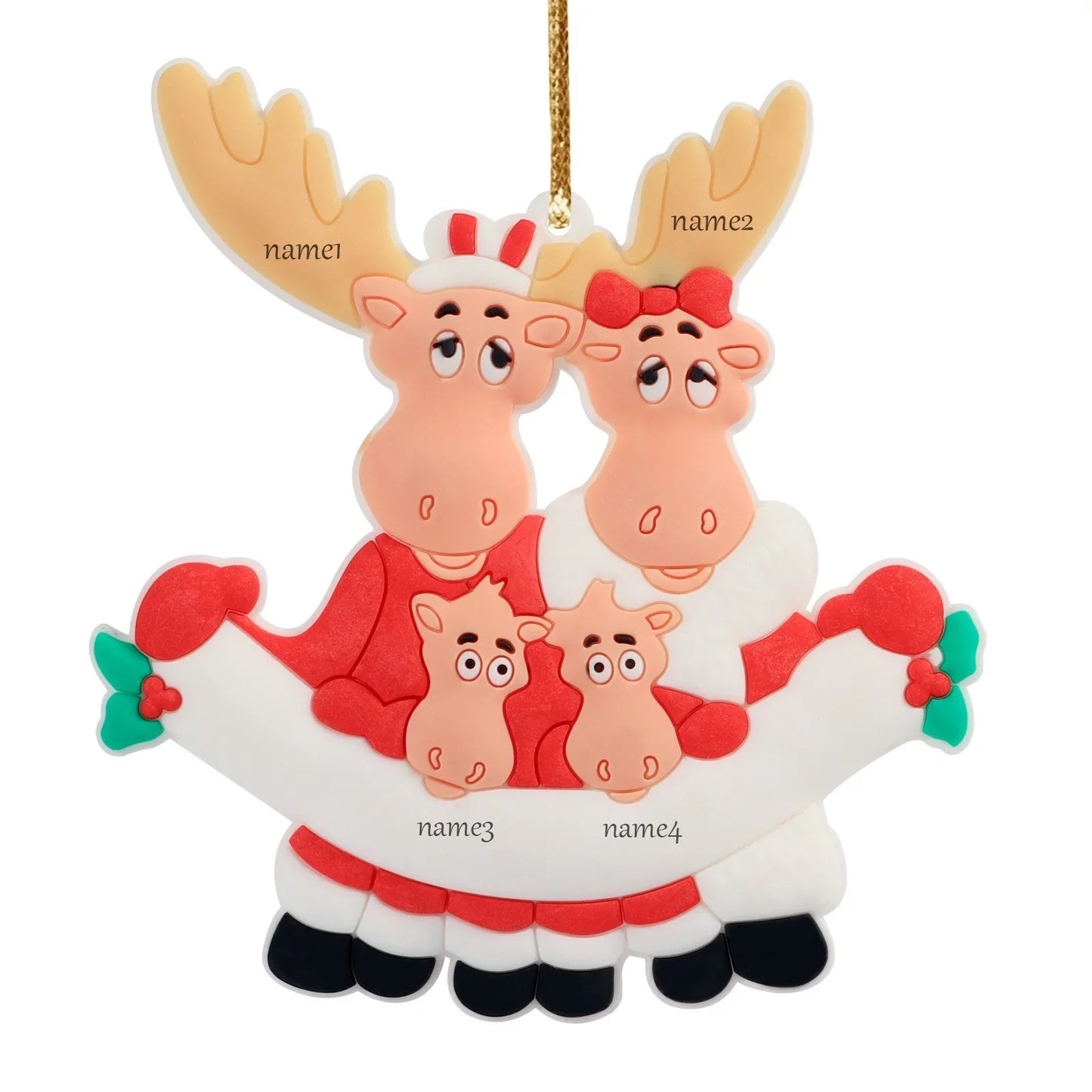 EUDIDV Holiday Hanging Decor Personalized Family Sleigh Christmas Tree Decoration Christmas Souvenirs Xmas Decorative Hangings