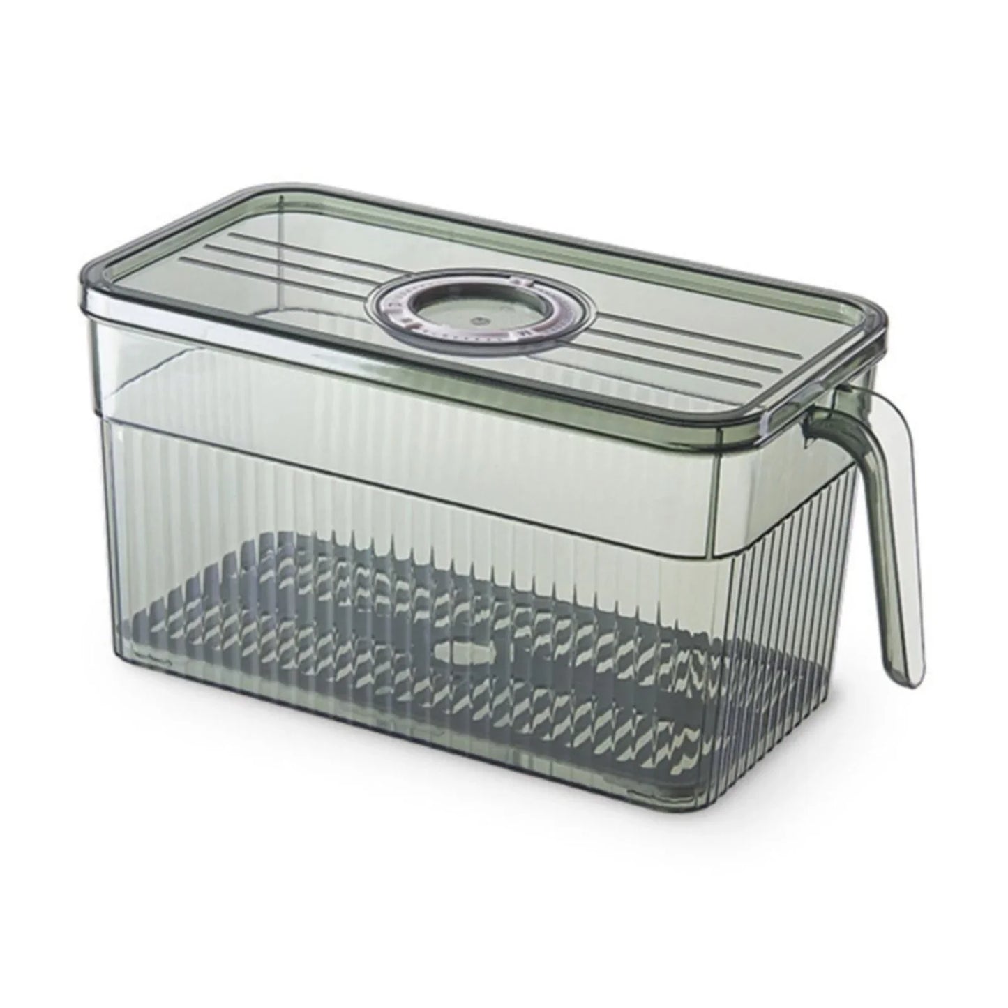 Glass Pitcher with Lid, Yoaney Refrigerator Food Storage Containers with Lids Stackable Lettuce Vegetable Organizer Sealed Vegetable Storage Box, Green2