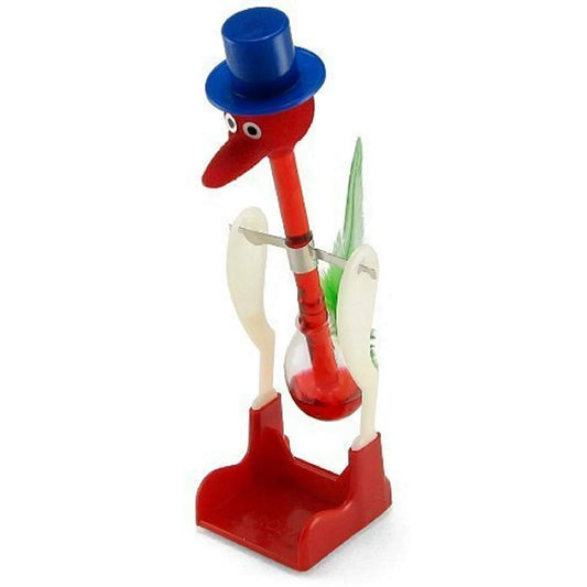New Drinking Water Bird Novelty Happy Duck Bobbing Toy Retro Glass Desktop Red